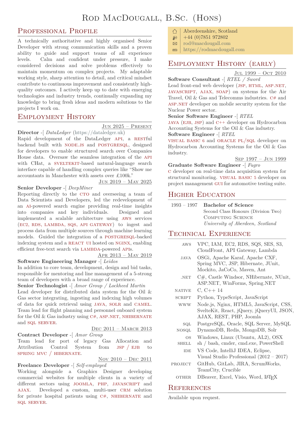 Rod MacDougall CV